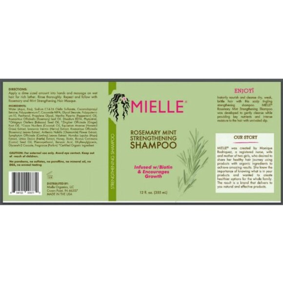 Mielle Rosemary Mint Strengthening Shampoo 12oz - Picture 3 of 7